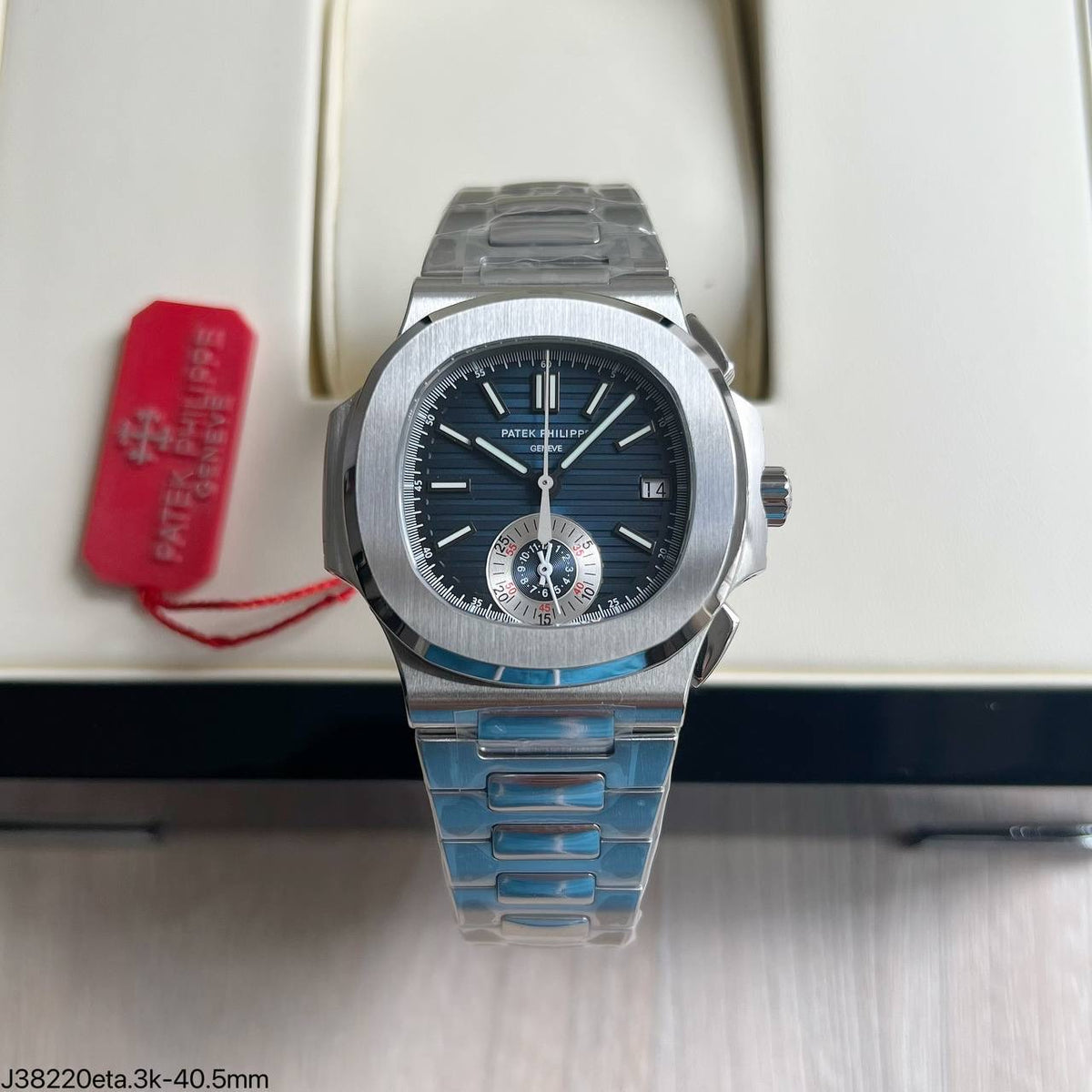 PATEK PHILIPPE NAUTILUS 40MM PRATA AZUL 5980 SUPER CLONE