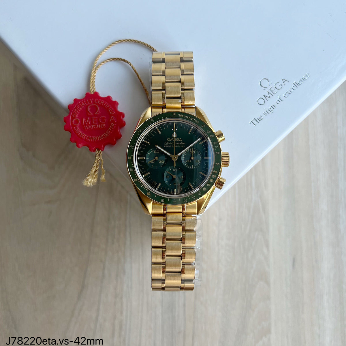 OMEGA SPEEDMASTER DOURADO VERDE 42MM SUPER CLONE