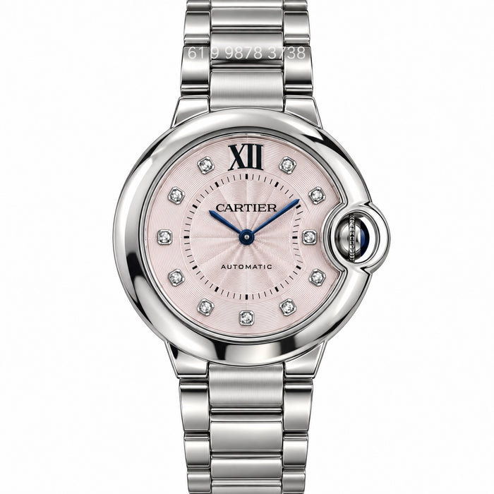CARTIER BALLON BLEU ROSA BRILHANTES 33M AUTOMATICO SUPER CLONE