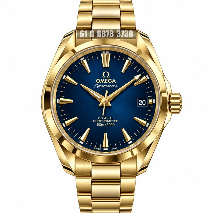 OMEGA SEAMASTER AQUA TERRA DOURADO AZUL 38MM SUPER CLONE