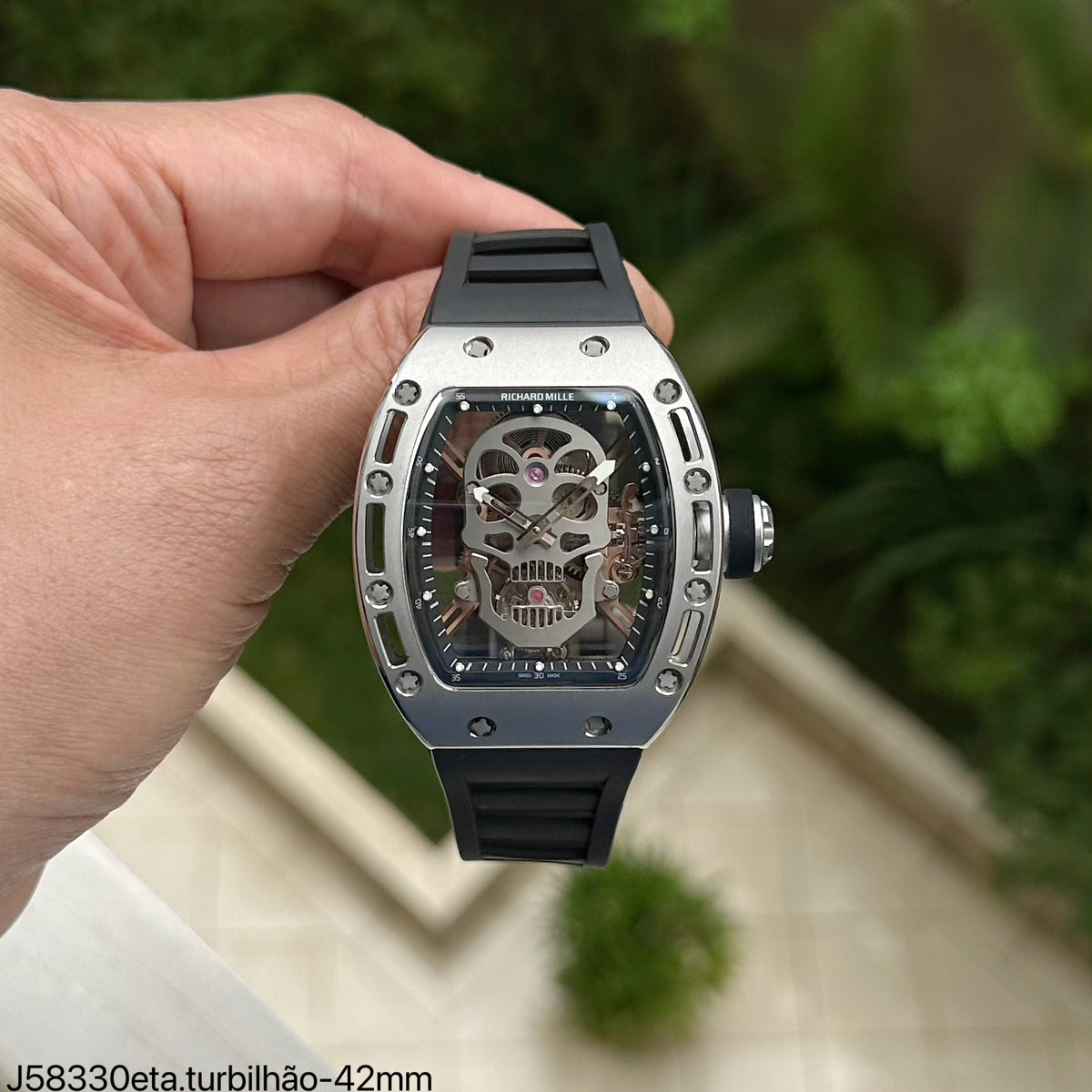 RICHARD MILLE RM 052 SKULL PRATA SUPER CLONE