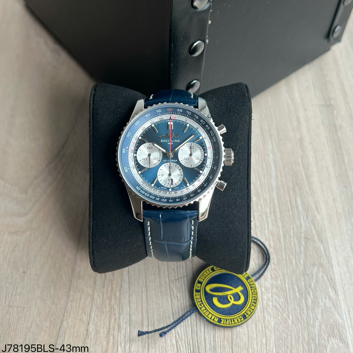 BREITLING NAVITIMER PRATA AZUL 43MM SUPER CLONE