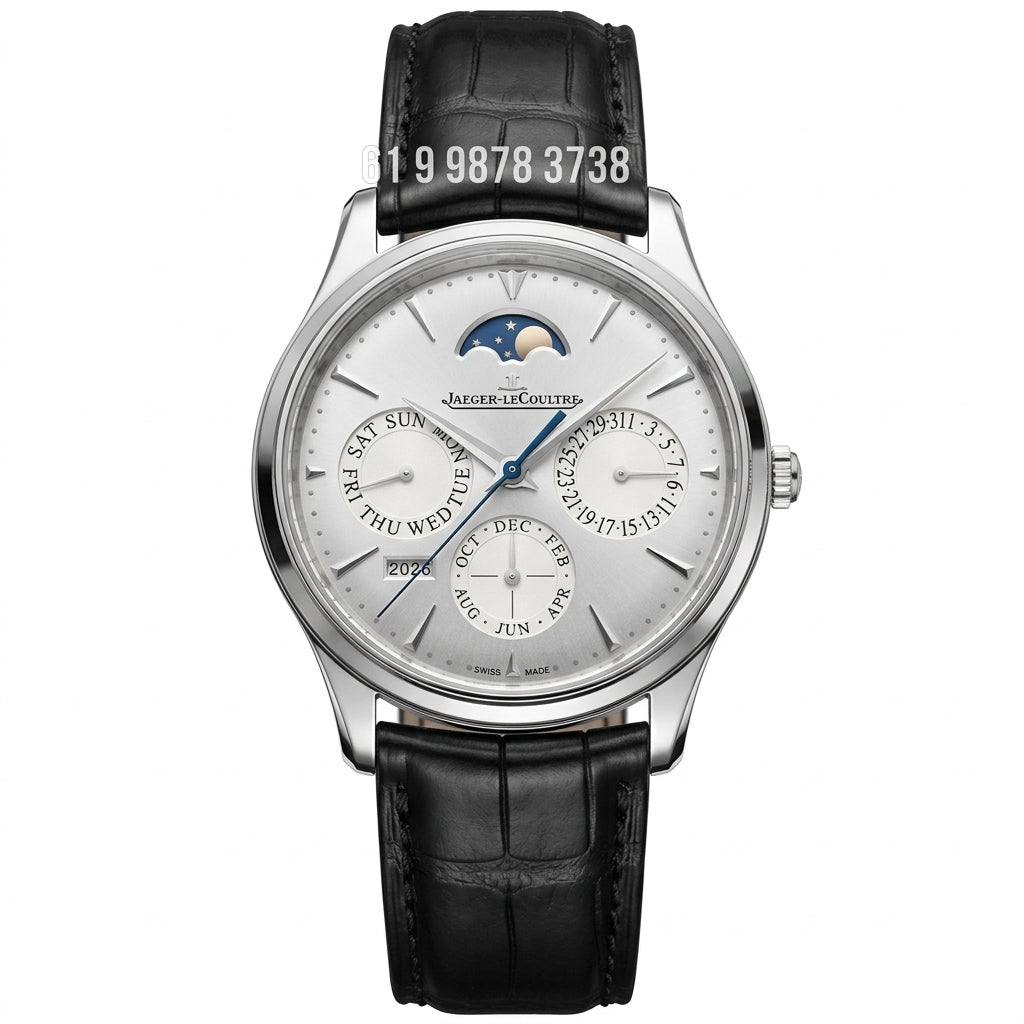 JAEGER-LECOULTRE MASTER ULTRA THIN MOON PRATA 39MM SUPER CLONE