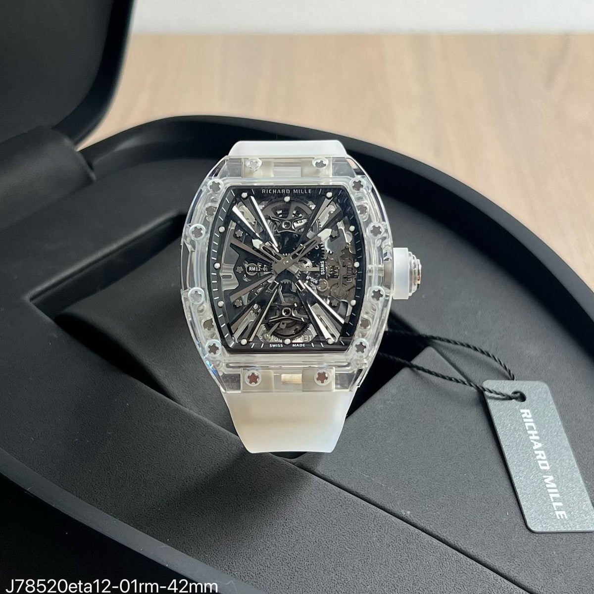 RICHARD MILLE 12-01 WHITE TURBILHÃO ETA J38320 SUPER CLONE