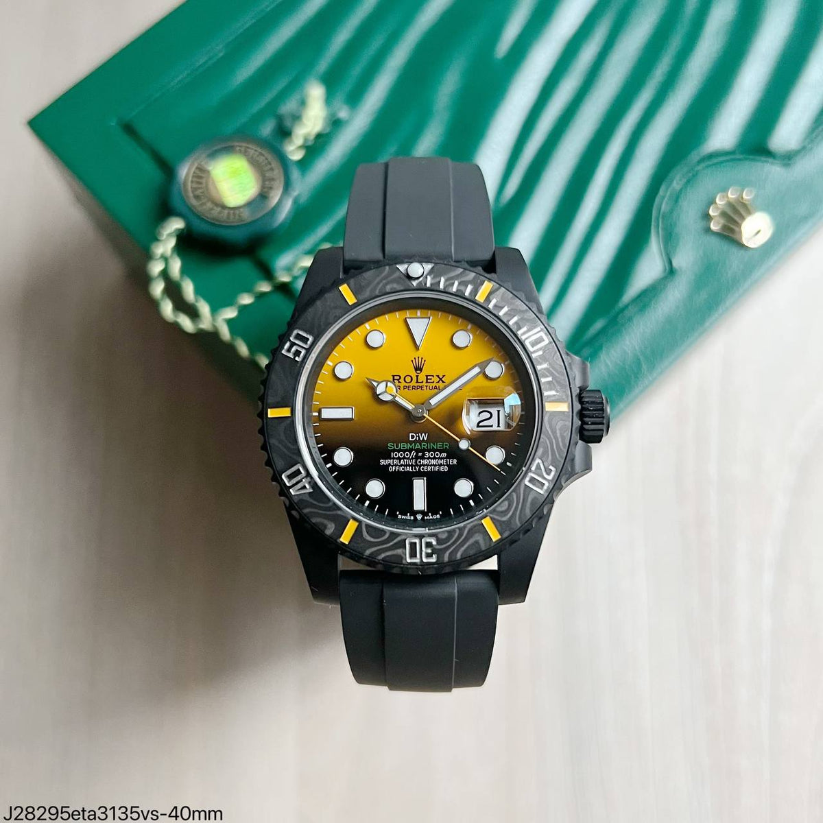 ROLEX SUBMARINER DIW CUSTOM BLACK ETA 3135 J28295 SUPER CLONE
