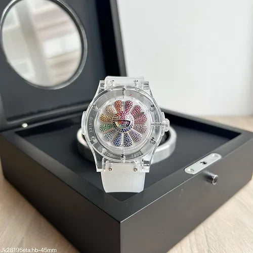 HUBLOT CLASSIC FUSION TAKASHI MURAKAMI SAPPHIRE RAINBOW ETA JK28195 SUPER CLONE