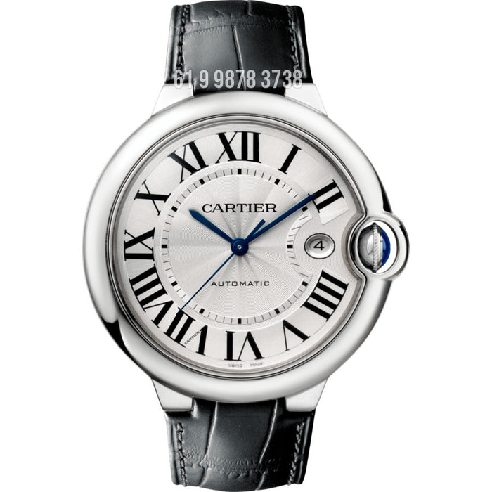 CARTIER BALLON BLEU PRATA PRETO 42MM W6920042 SUPER CLONE