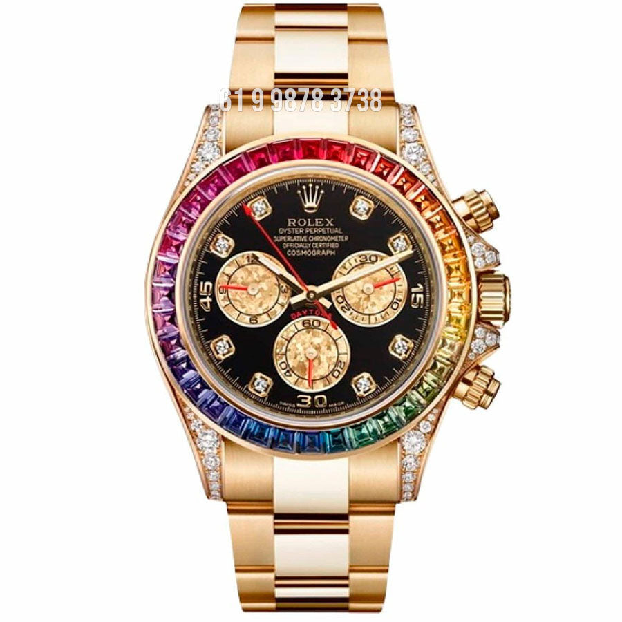 ROLEX DAYTONA 116505 RAINBOW ETA DOURADO SUPER CLONE