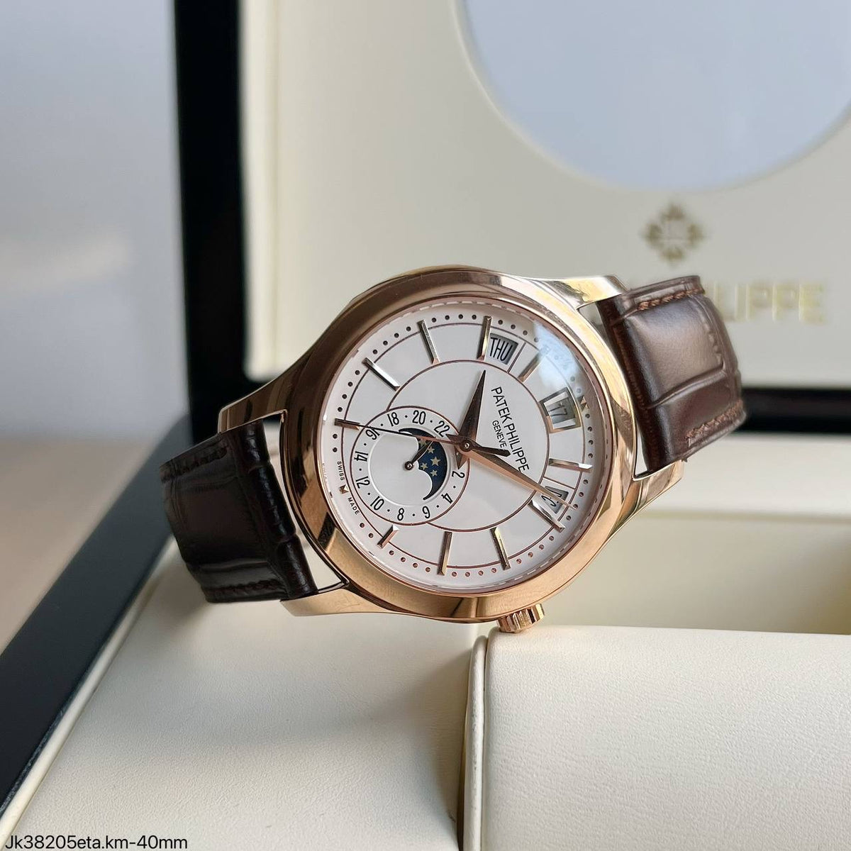 PATEK PHILIPPE ANNUAL CALENDAR ROSE 40MM BRANCO SUPER CLONE