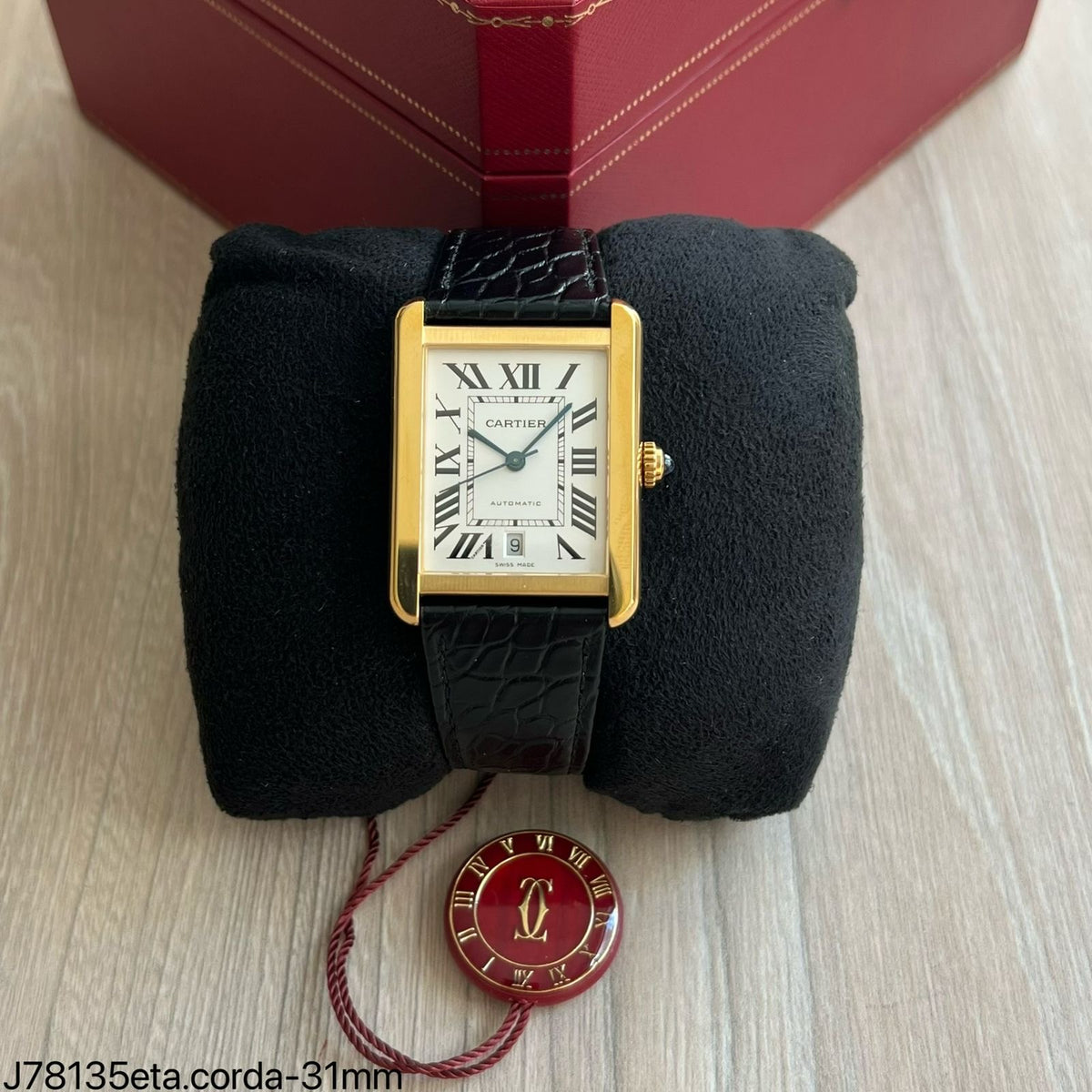 CARTIER TANK DOURADO BRANCO COURO 31MM SUPER CLONE