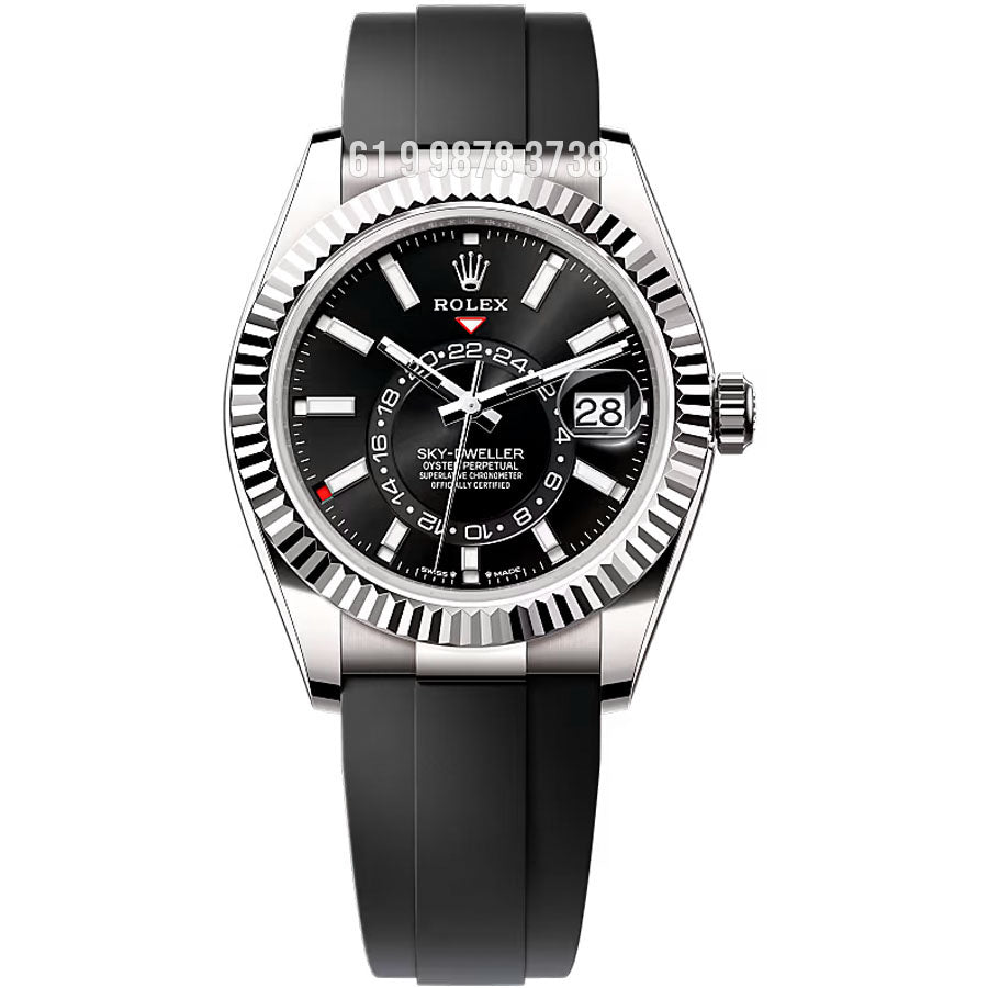 ROLEX SKY-DWELLER PRATA OYSTER FLEX SUPER CLONE