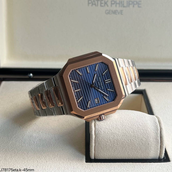 PATEK PHILIPPE CUBITUS 45MM PRATA ROSE AZUL SUPER CLONE