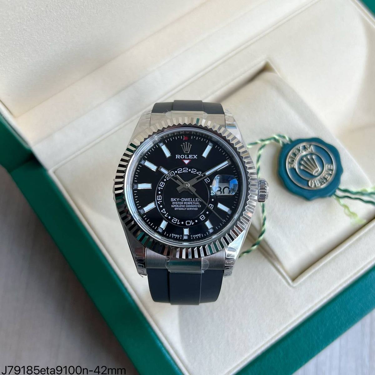 ROLEX SKY-DWELLER PRATA OYSTER FLEX SUPER CLONE