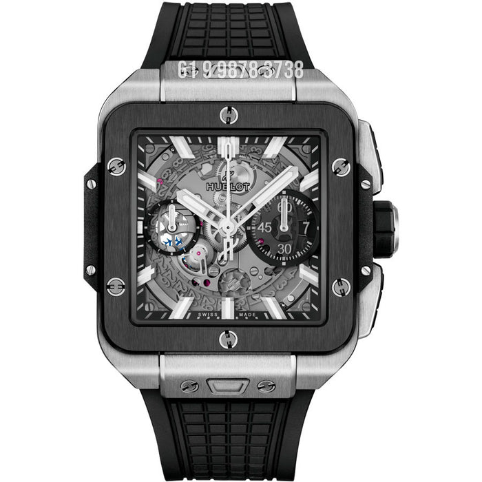 HUBLOT SQUARE BANG UNICO PRATA 42MM SUPER CLONE