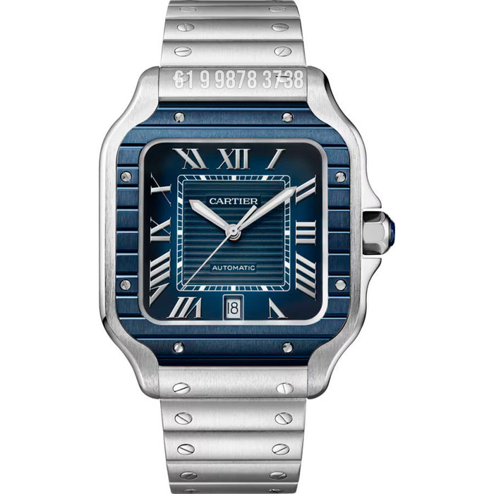 CARTIER SANTOS PRATA AZUL 40MM SUPER CLONE