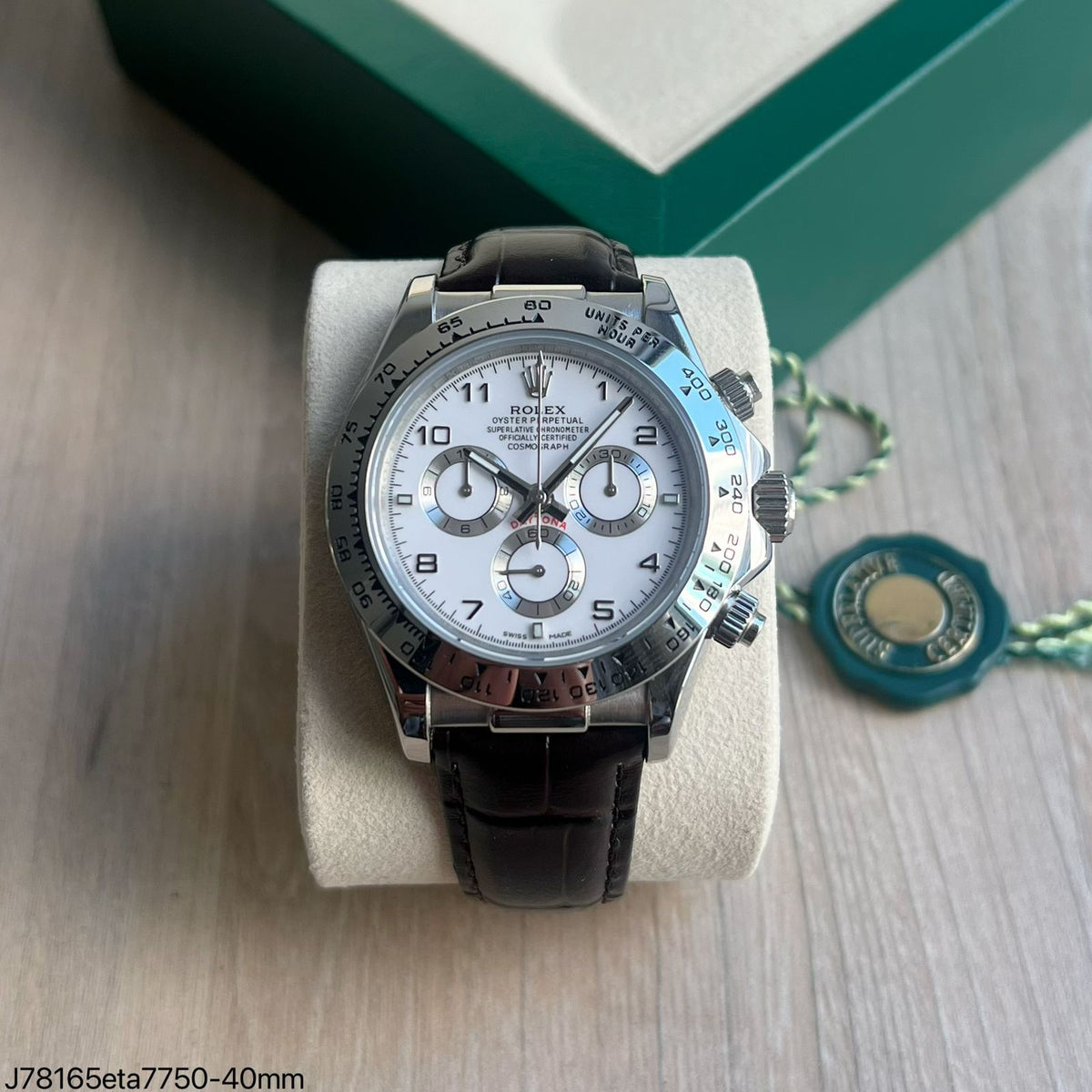 ROLEX DAYTONA PRATA BRANCO COURO 40MM SUPER CLONE