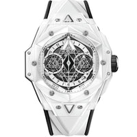 HUBLOT SANG BLEU WHITE CERÂMICA ETA J68280 SUPER CLONE