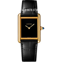 CARTIER TANK DOURADO PRETO COURO 22MM SUPER CLONE