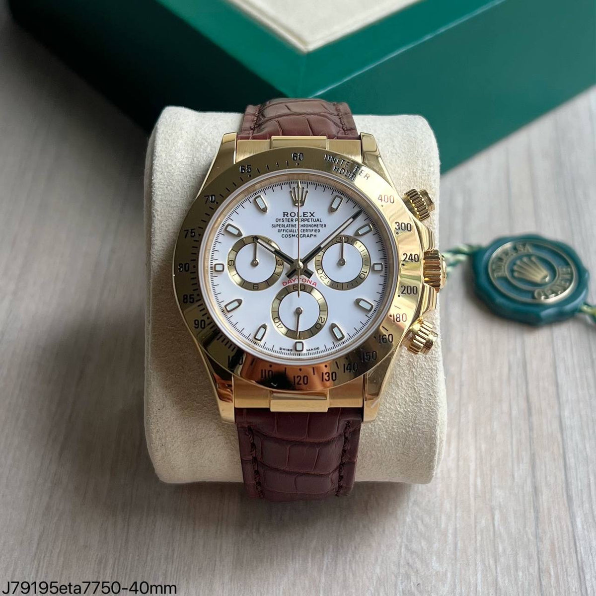 ROLEX DAYTONA 116518 DOURADO BRANCO COURO 40MM 16518 SUPER CLONE