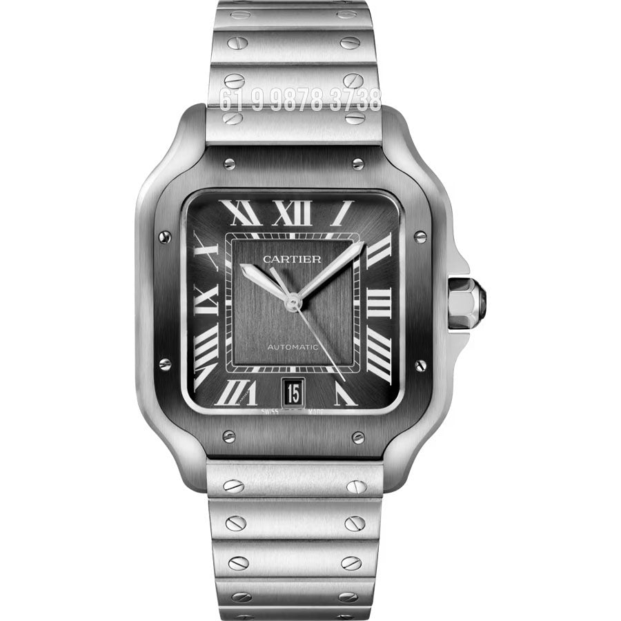 CARTIER SANTOS PRATA PRETO 40MM SUPER CLONE