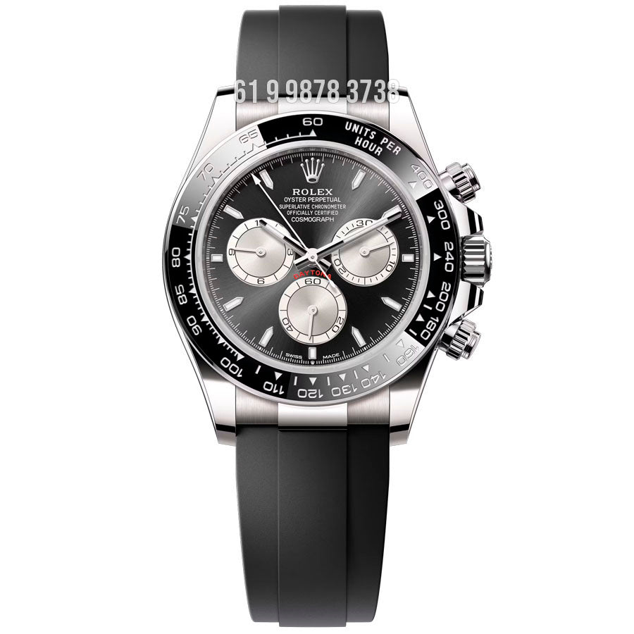ROLEX DAYTONA PRATA PRETO BORRACHA 40MM SUPER CLONE