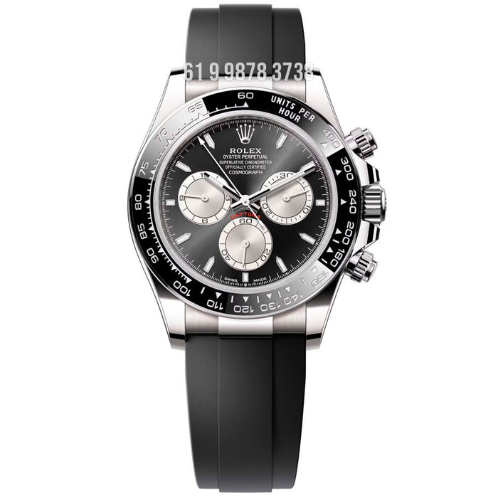 ROLEX DAYTONA PRATA PRETO BORRACHA 40MM SUPER CLONE