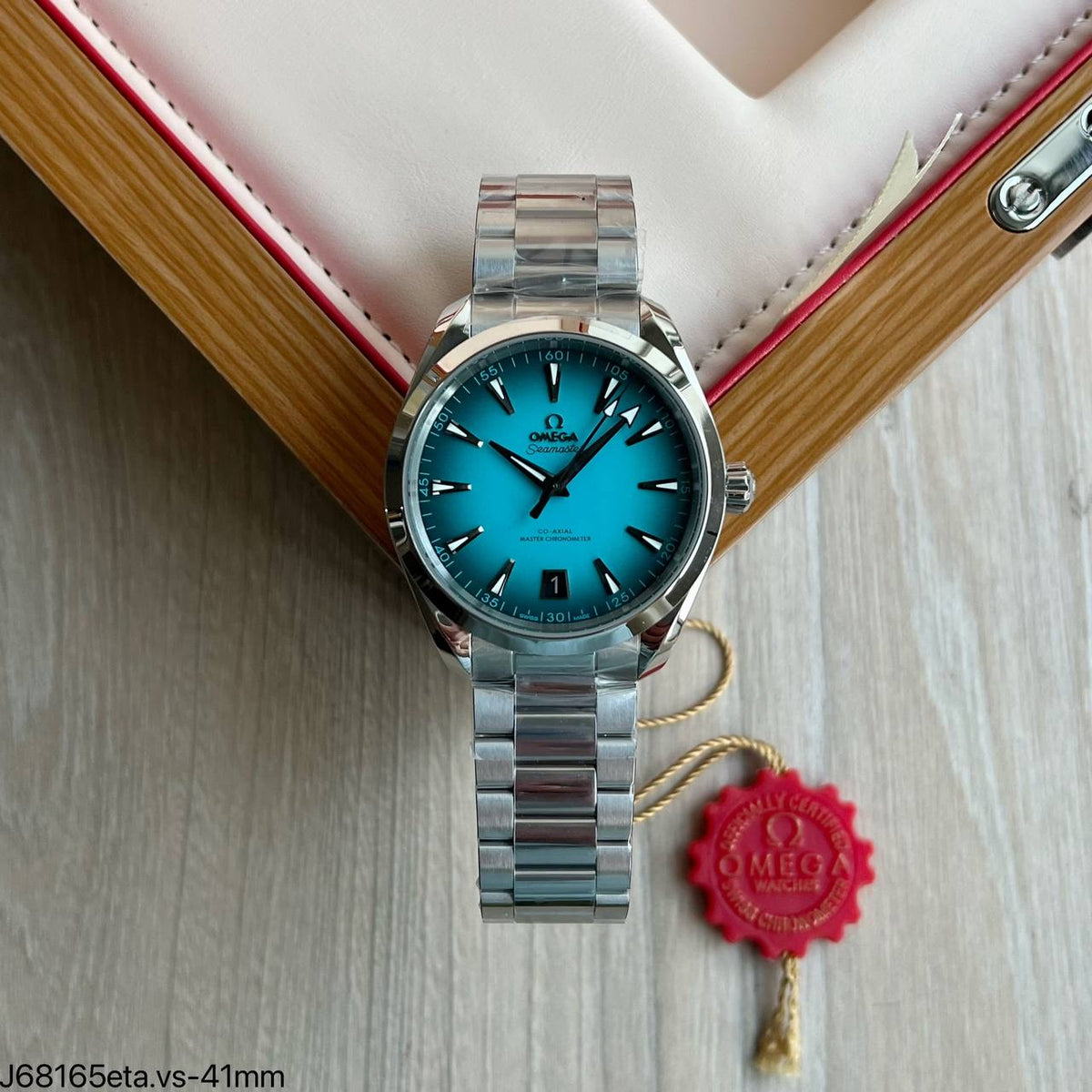 OMEGA SEAMASTER AQUA TERRA CO-AXIAL 41MM PRATA AZUL SUPER CLONE
