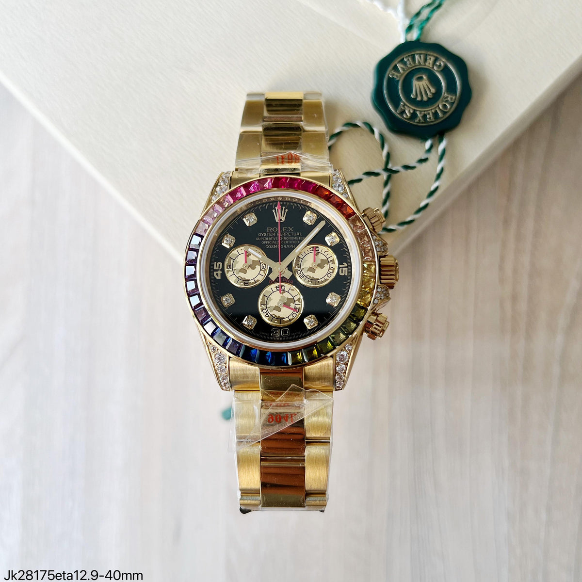 ROLEX DAYTONA 116505 RAINBOW ETA DOURADO SUPER CLONE