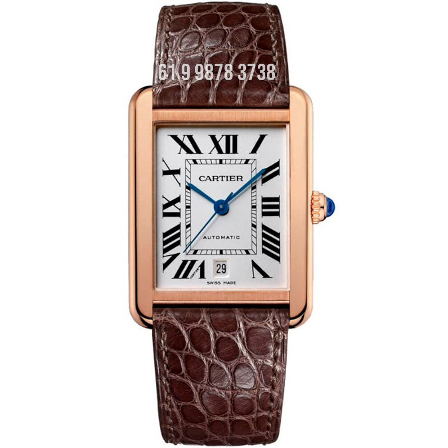 CARTIER TANK ROSE BRANCO COURO 31MM XL SUPER CLONE