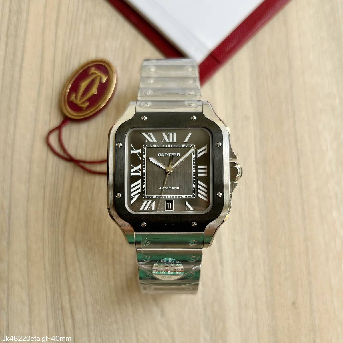 CARTIER SANTOS PRATA PRETO 40MM SUPER CLONE