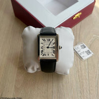 CARTIER TANK PRATA BRANCO COURO 31MM XL SUPER CLONE