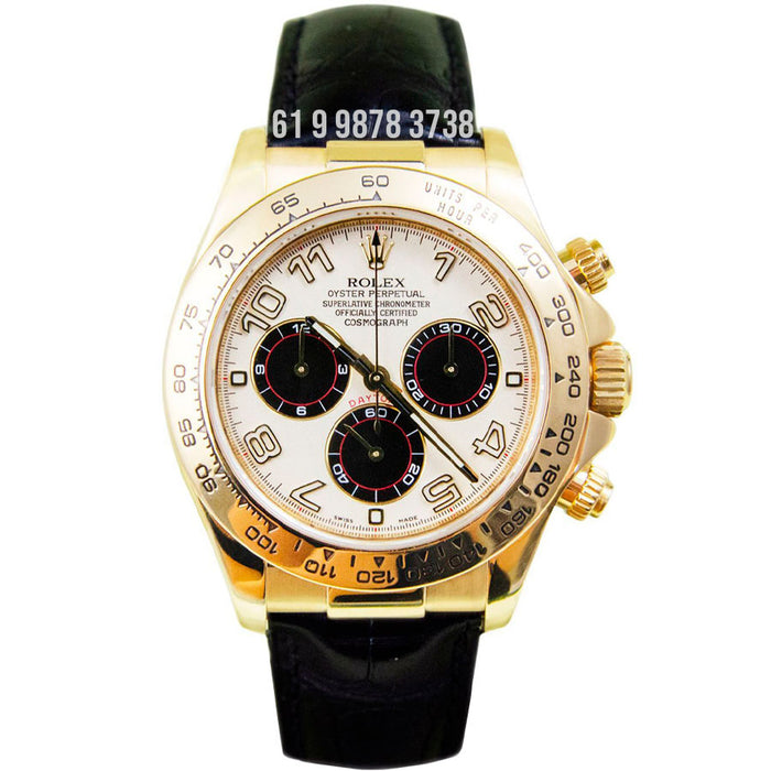 ROLEX DAYTONA  DOURADO BRANCO COURO 40MM SUPER CLONE