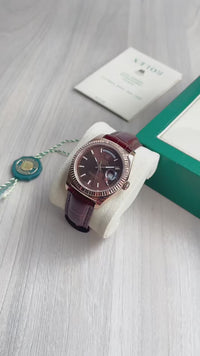 ROLEX DAY-DATE II ROSE MARROM 36MM 118138 SUPER CLONE