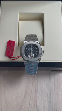 PATEK PHILIPPE NAUTILUS 40MM PRATA AZUL 5980 SUPER CLONE