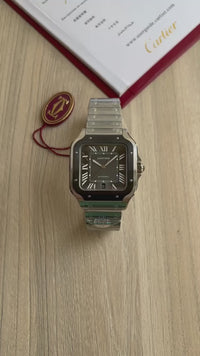 CARTIER SANTOS PRATA PRETO 40MM SUPER CLONE